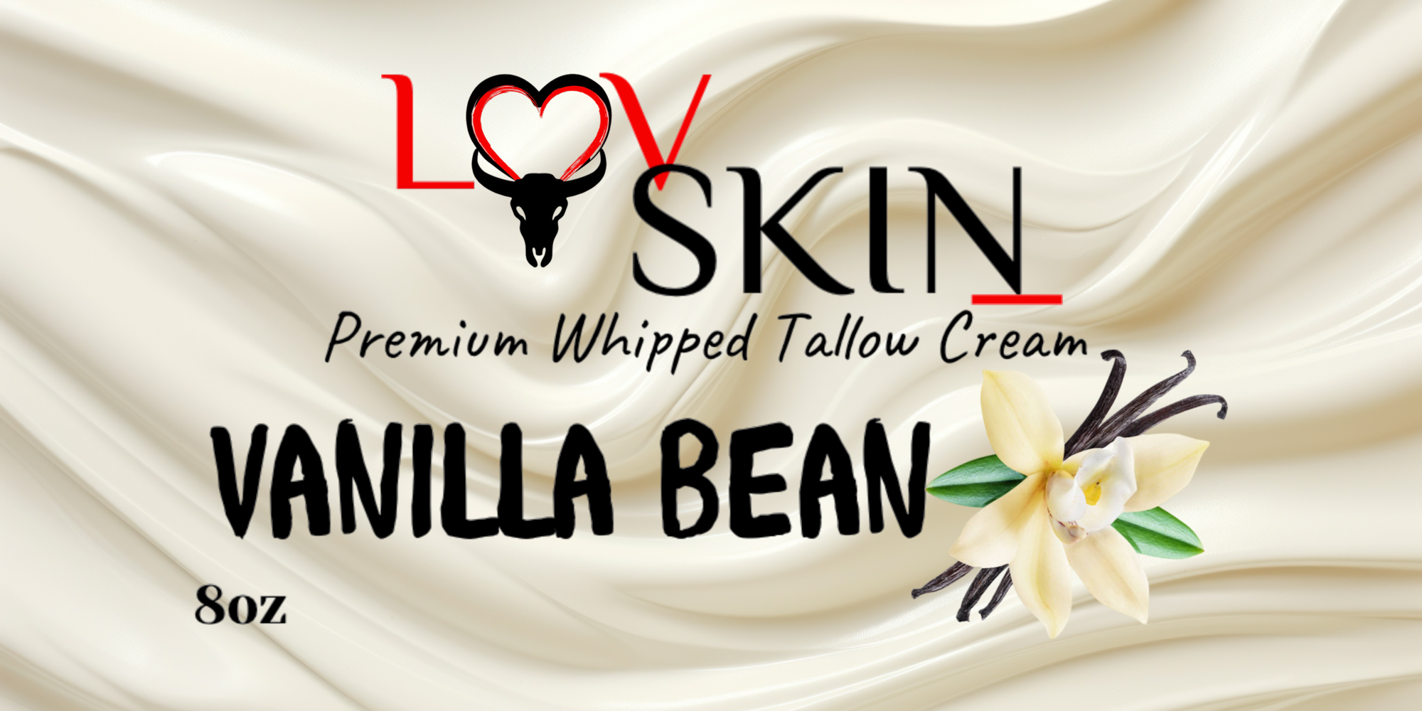 LuvSkin Vanilla Bean Whipped Tallow Cream Grass Fed 8oz