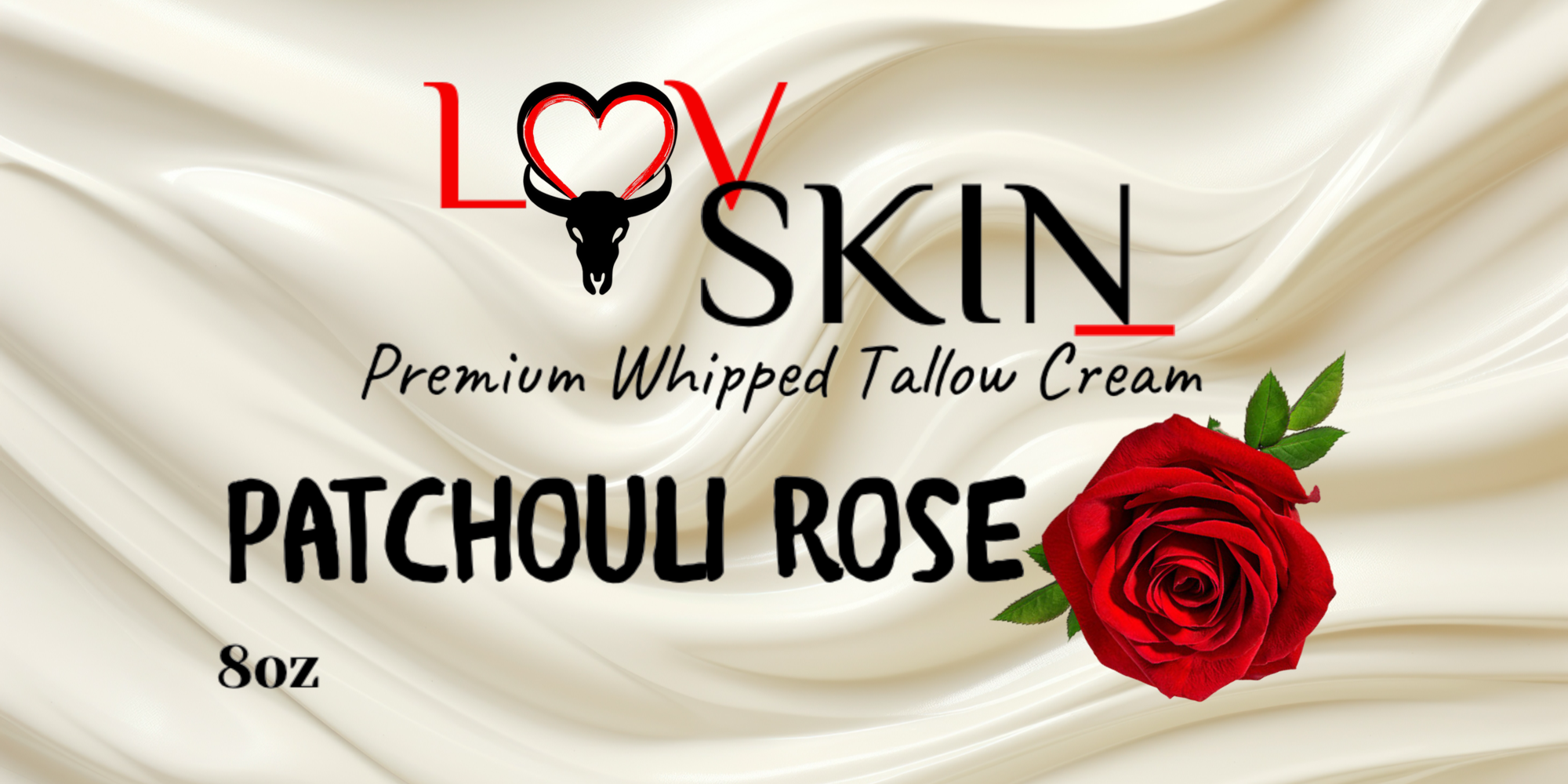 LuvSkin Patchouli Rose Whipped Tallow Cream Grass Fed 8oz