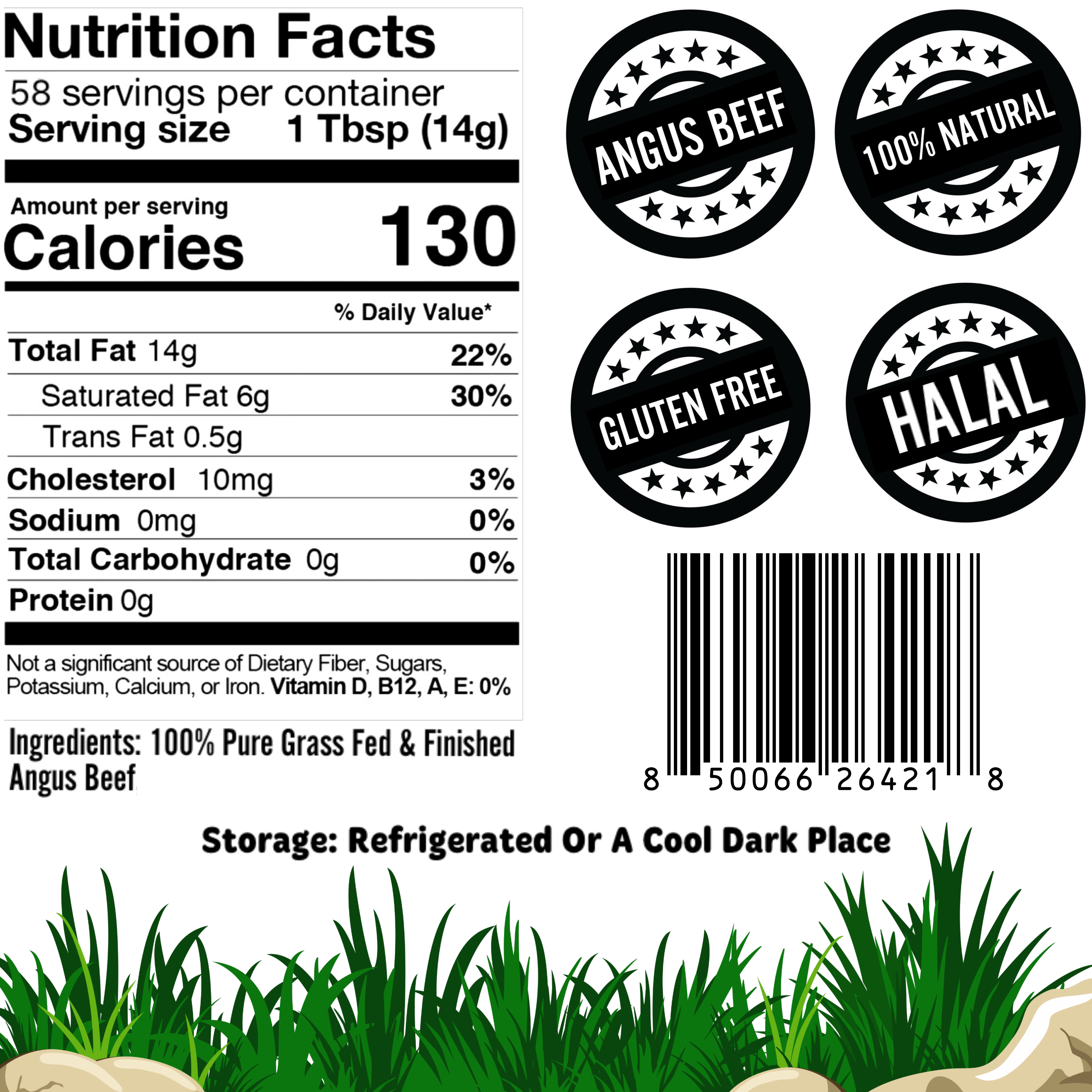 LuvTallow 100% Suet Grass-Fed Cooking Tallow 16oz