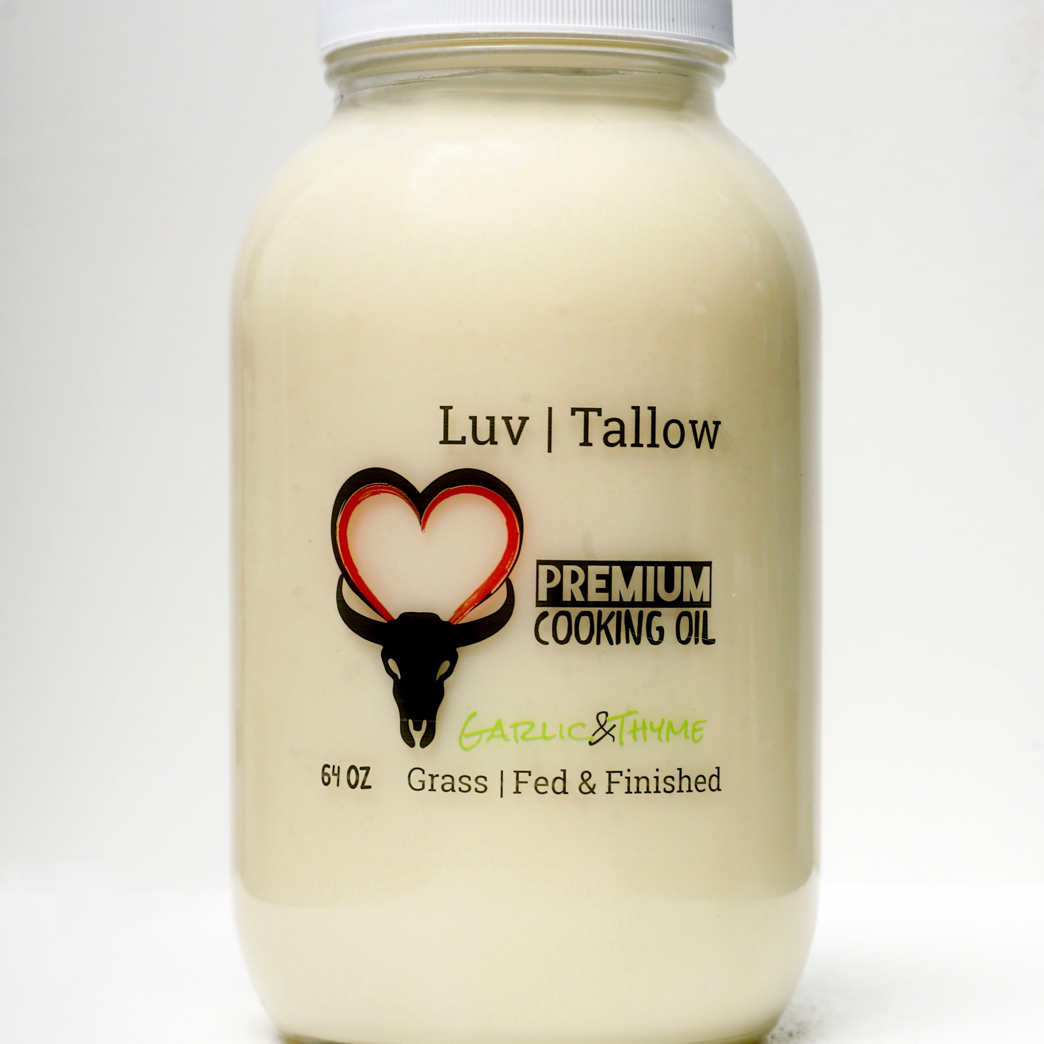 LuvTallow Garlic & Thyme 100% SUET Grass-Fed Cooking Tallow 64oz