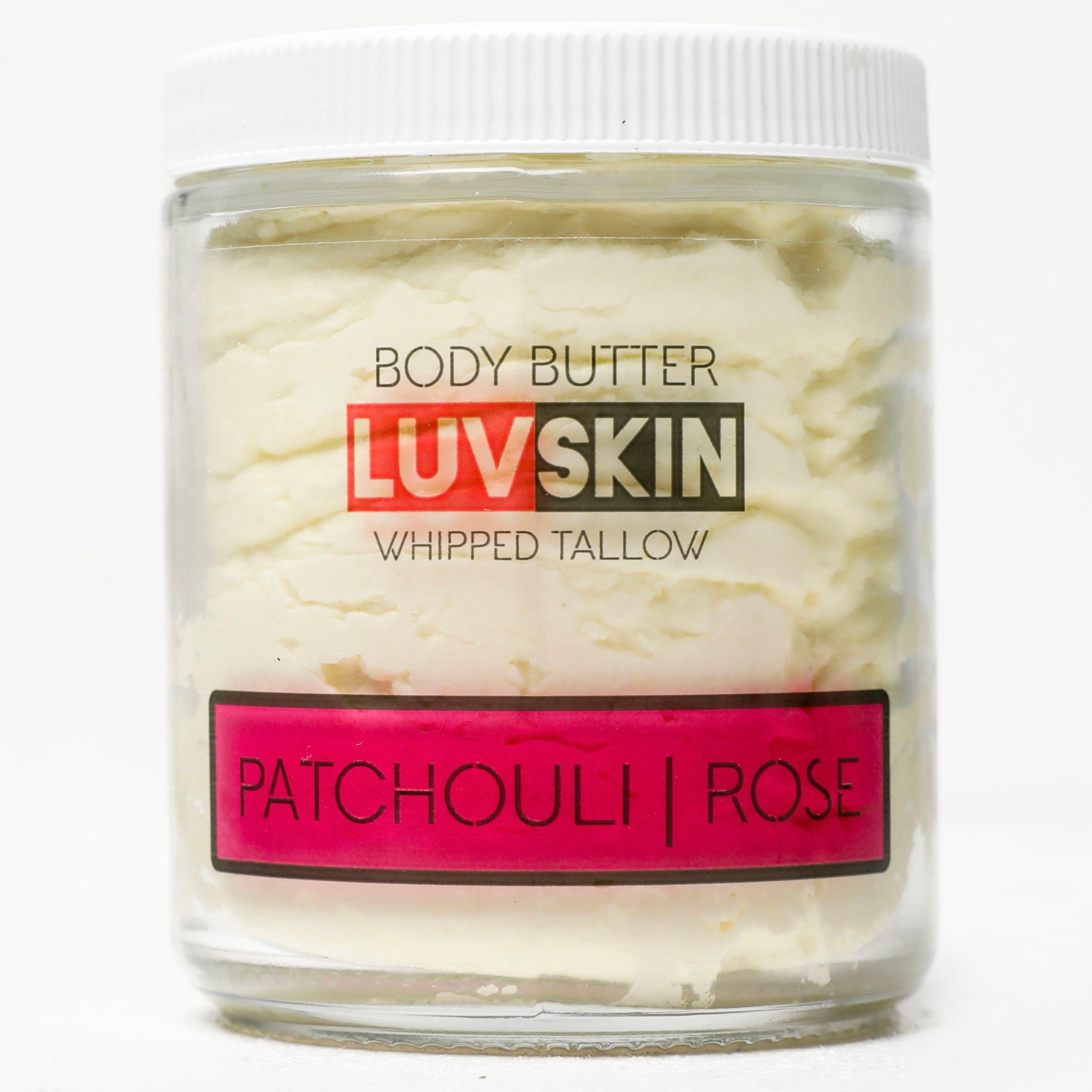 LuvSkin Patchouli Rose Whipped Tallow Cream Grass Fed 8oz